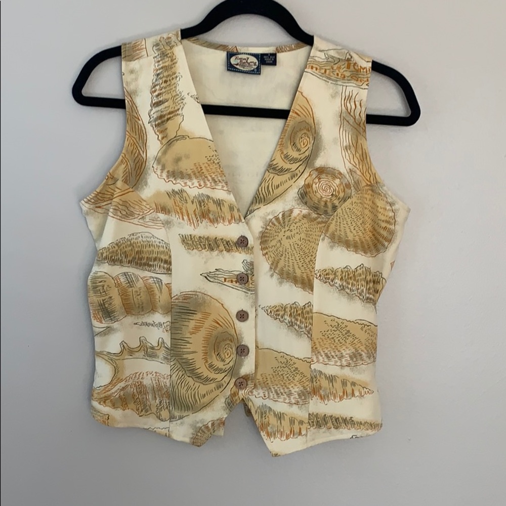 Tommy Bahama Cream and Tan Seashell Print Vest